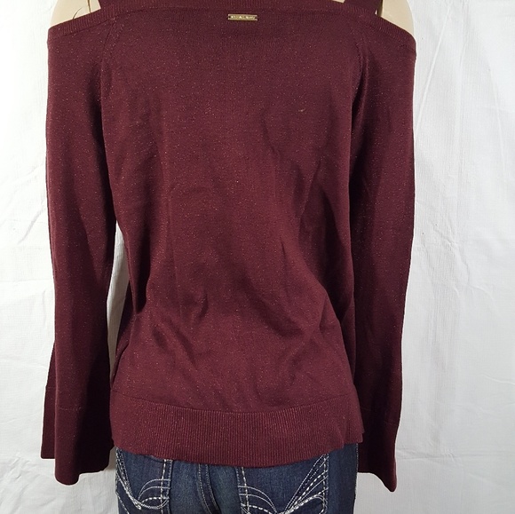 Michael Kors Cold Shoulder Merlot Top Sweater New - Picture 6 of 7